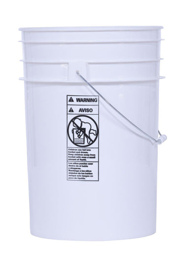 Pail w/ Steel Handle - White - 6 Gallon